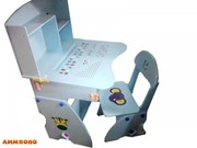 Bambi (БЭМБИ) JY-8155A Парта полочки, со стульчиком, (голубая)